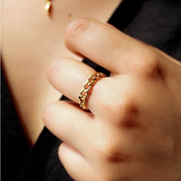 14k Yellow Gold Filled Cuban Curb Link Ring SIZE 6.5 - Picture 14 of 15